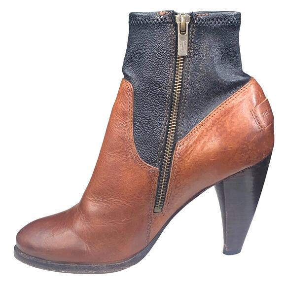 Frye Mikaela Women's Stretch Two Tone Black Brown Ankle Boots Size US 7 - Picture 4 of 13